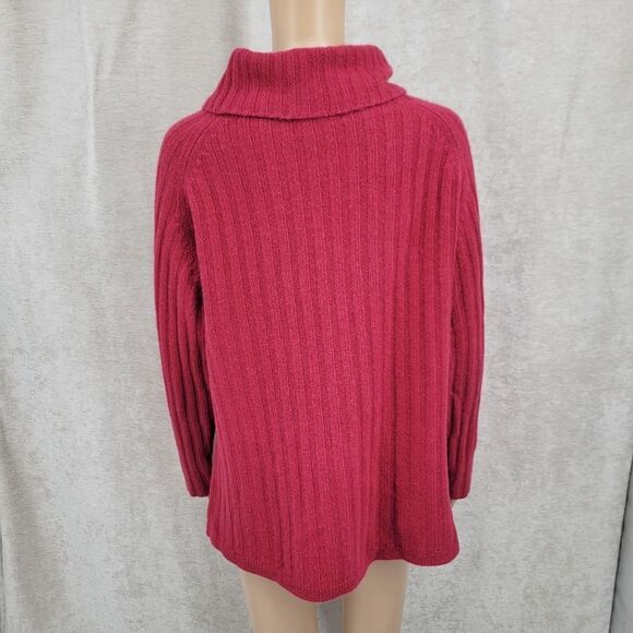Deane & White Raspberry Lambswool and Angora Wide Wale Cowl Neck Sweater - Picture 5 of 9